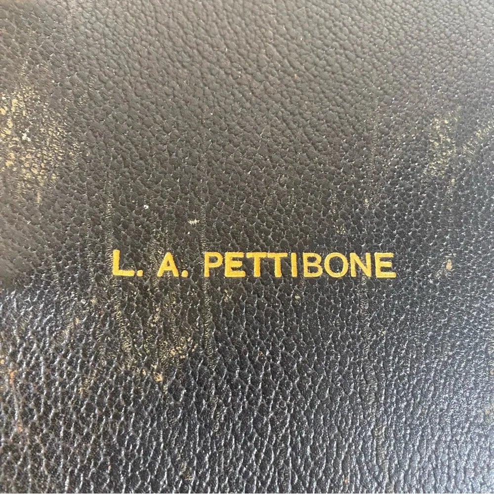 Antique Black Leather Notebook With Antique Lined & Blank Paper “L A Pettibone”